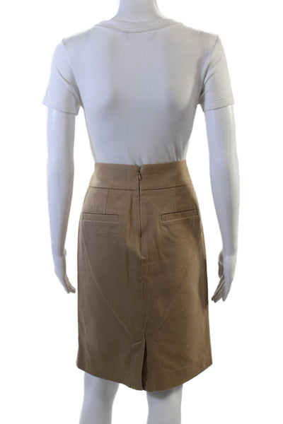Banana Republic Womens Cotton Back Pocket Knee Length Pencil Skirt Beige Size 4