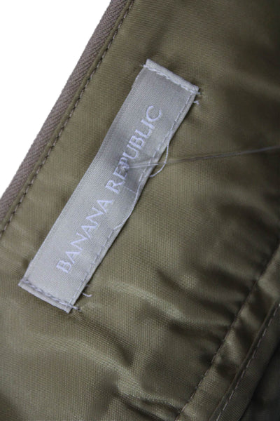 Banana Republic Womens Cotton Back Pocket Knee Length Pencil Skirt Beige Size 4