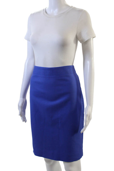 J Crew Womens Cotton Back Pocketed Knee Length Pencil Skirt Blue Size 4