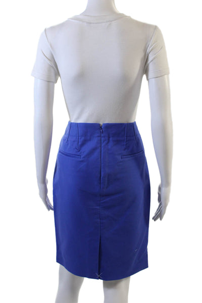 J Crew Womens Cotton Back Pocketed Knee Length Pencil Skirt Blue Size 4