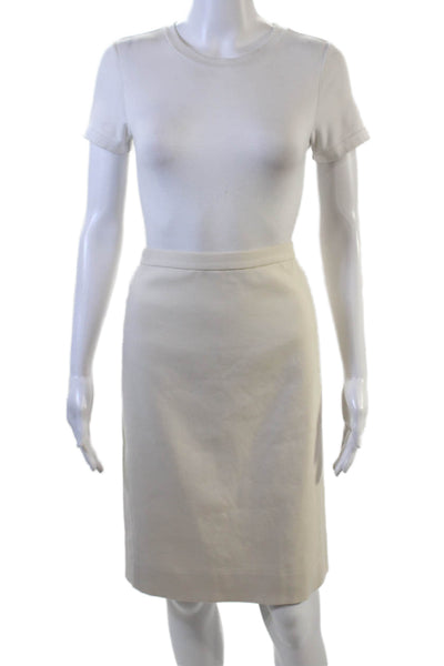 J Crew Womens Cotton Zippered Basic Knee Length Pencil Skirt Beige Size 4