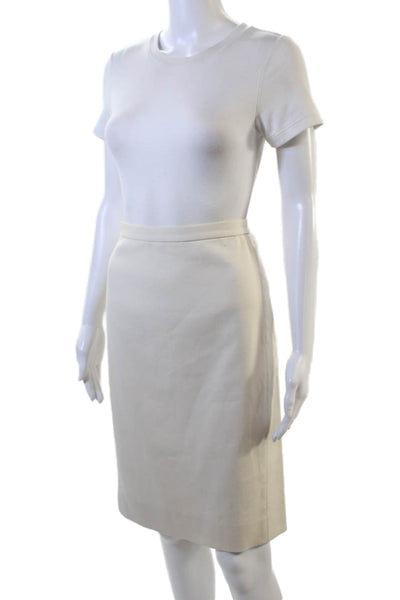 J Crew Womens Cotton Zippered Basic Knee Length Pencil Skirt Beige Size 4