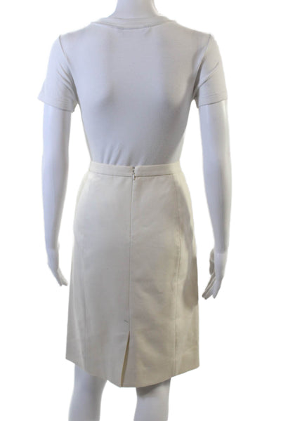 J Crew Womens Cotton Zippered Basic Knee Length Pencil Skirt Beige Size 4