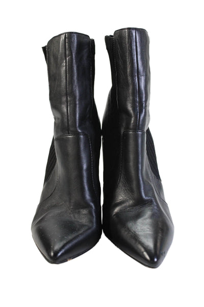 Sole Society Womens Leather Pointed Toe Knit Panel Heels Black Size 8.5