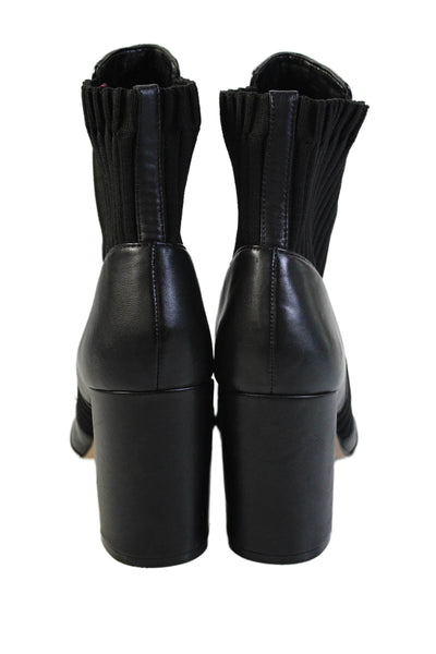 Sole Society Womens Leather Pointed Toe Knit Panel Heels Black Size 8.5
