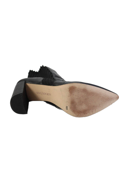 Sole Society Womens Leather Pointed Toe Knit Panel Heels Black Size 8.5