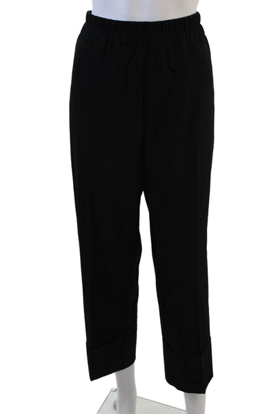 Zara Womens High Waisted Cuff Ankle Pleated Trouser Pants Black Size L