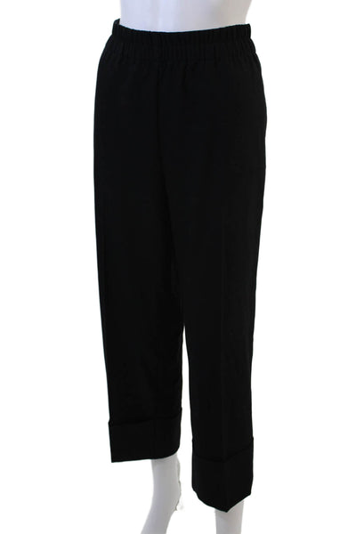 Zara Womens High Waisted Cuff Ankle Pleated Trouser Pants Black Size L