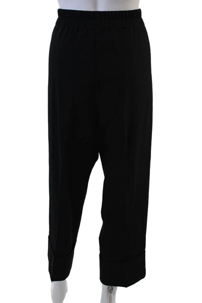 Zara Womens High Waisted Cuff Ankle Pleated Trouser Pants Black Size L