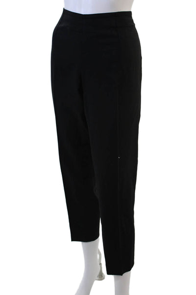 Theory Womens Wool High Waisted Pleated Side Zip Trouser Pants Black Size 12