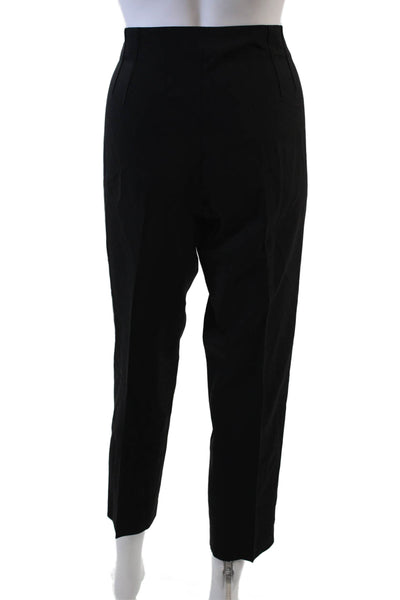 Theory Womens Wool High Waisted Pleated Side Zip Trouser Pants Black Size 12