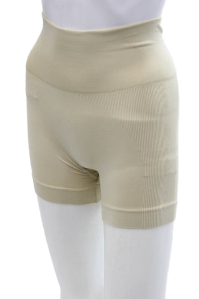Set Womens Ribbed Pull On Bikers Shoes One Shoulder Sports Bra Beige Size XS