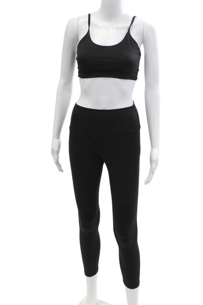 /glim(p)s/ Womens Pull On High Waisted Leggings Sports Bra Set Black Size XS