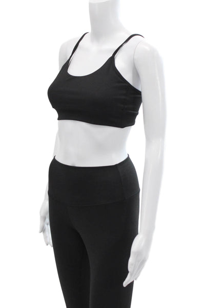 /glim(p)s/ Womens Pull On High Waisted Leggings Sports Bra Set Black Size XS