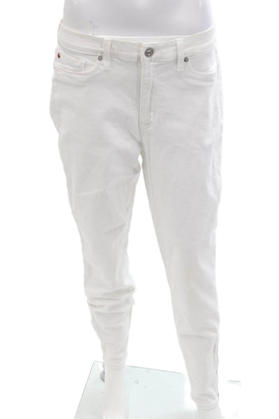 Hudson Unisex Skinny Ankle Jeans White Mid Rise Button Size 32