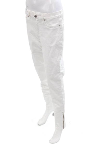 Hudson Unisex Skinny Ankle Jeans White Mid Rise Button Size 32