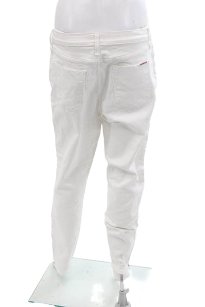 Hudson Unisex Skinny Ankle Jeans White Mid Rise Button Size 32