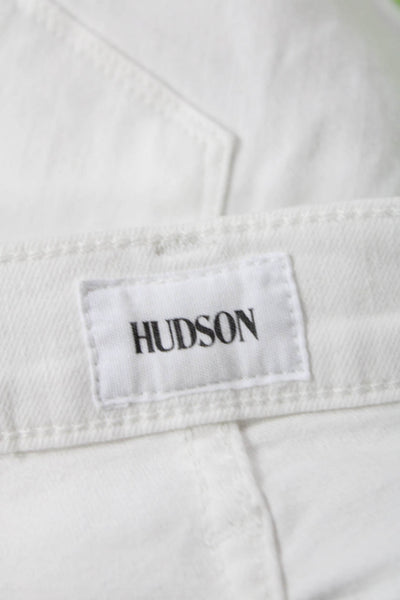 Hudson Unisex Skinny Ankle Jeans White Mid Rise Button Size 32