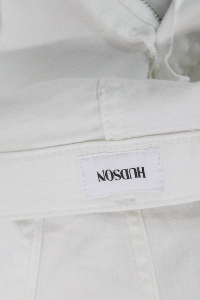 Hudson Unisex Skinny Ankle Jeans White Mid Rise Button Size 32