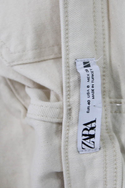 Zara Women High Rise Beige Cotton Pants Inseam 31 Size 8