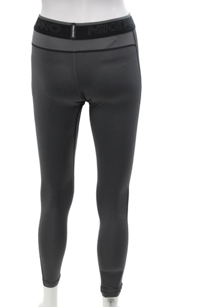 Nike Womens Elastic Waist Contrast Stitching Athletic Leggings Gray Size S