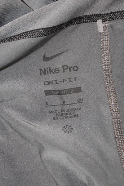 Nike Womens Elastic Waist Contrast Stitching Athletic Leggings Gray Size S