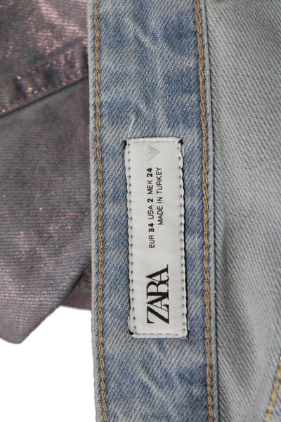 Zara Women Purple Straight Jeans Mid Rise Size 34