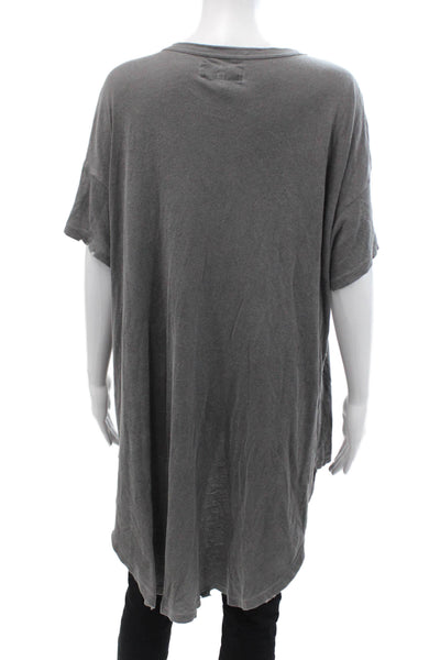 The Great Womens Cotton Crew Neck Distressed High Low T-Shirt Gray Size 3