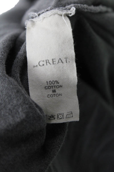 The Great Womens Cotton Crew Neck Distressed High Low T-Shirt Gray Size 3