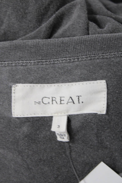 The Great Womens Cotton Crew Neck Distressed High Low T-Shirt Gray Size 3