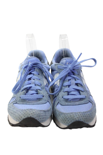 Saucony Womens Suede Panel Detail Lace Up Athletic Shoes Blue Size 9.5