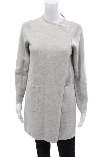 J Crew Womens Open Front Mid Length Cardigan Sweater Gray Size S