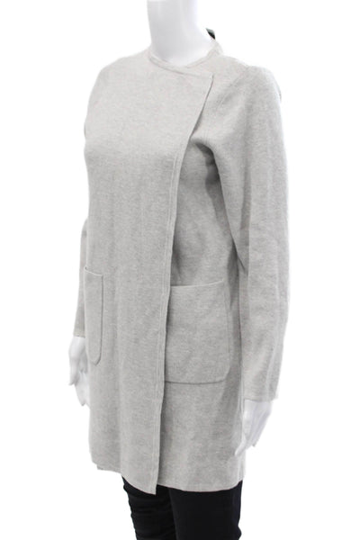 J Crew Womens Open Front Mid Length Cardigan Sweater Gray Size S
