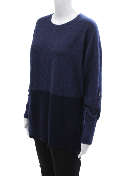 Athleta Womens Wool Cashmere Colorblock Long Sleeve Sweater Blue Size S