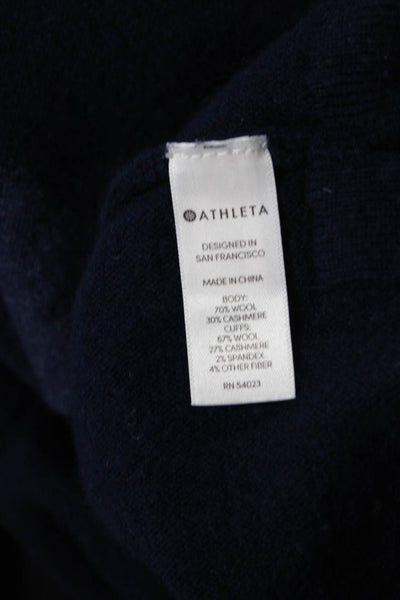 Athleta Womens Wool Cashmere Colorblock Long Sleeve Sweater Blue Size S