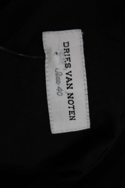 Dries Van Noten Women's Long Sleeves Button Lace Trim Flare Dress Black Size 40