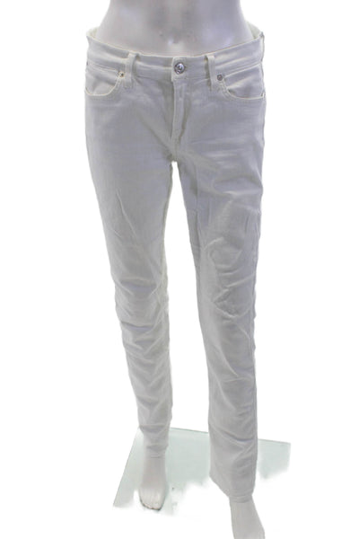 7 For All Mankind Womens Cotton Low Rise Pocketed Skinny Jeans White Size 29