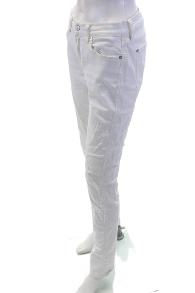 7 For All Mankind Womens Cotton Low Rise Pocketed Skinny Jeans White Size 29