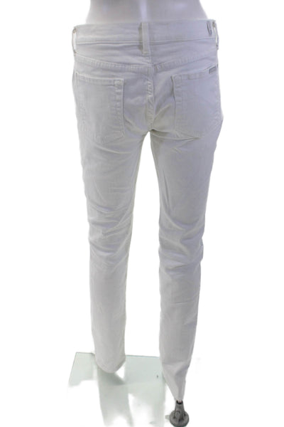 7 For All Mankind Womens Cotton Low Rise Pocketed Skinny Jeans White Size 29