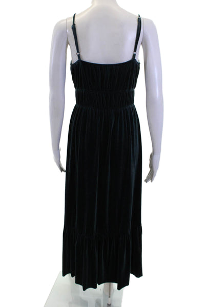 Rebecca Minkoff Womens Spaghetti Strap V Neck Midi Velvet Dress Blue Size XS
