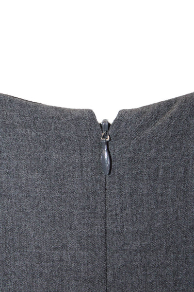 Tahari Womens Back Zip Short Sleeve Scoop Neck Knee Length Dress Gray Size 4P