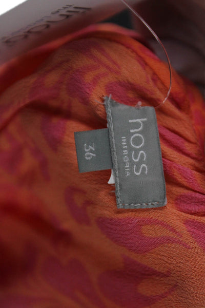 Hoss Intropia Womens Long Sleeve Keyhole Floral Blouse Orange Pink Size EU 34
