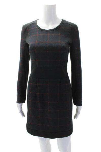 Sonia Sonia Rykiel Womens Plaid Dress Black Navy Blue Cotton Size EUR 34
