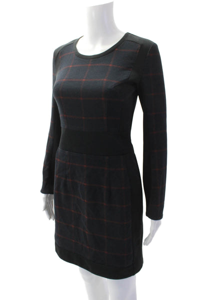 Sonia Sonia Rykiel Womens Plaid Dress Black Navy Blue Cotton Size EUR 34
