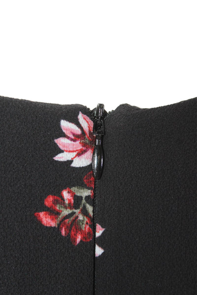 BB Dakota Womens Floral Print V Neck A Line Dress Black Red Size 4