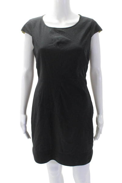 Andrew Marc Womens Silk Cap Sleeves Mini Sheath Dress Black Size 6