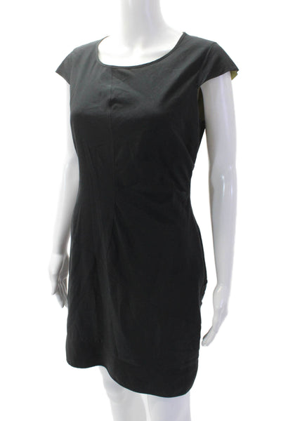 Andrew Marc Womens Silk Cap Sleeves Mini Sheath Dress Black Size 6