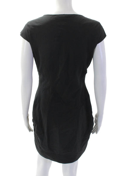 Andrew Marc Womens Silk Cap Sleeves Mini Sheath Dress Black Size 6