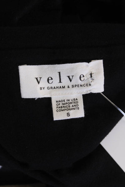 Velvet Women's Short Sleeves Rouched Fitted Mini T-Shirt Dress Black Size S