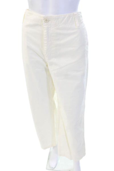 J Crew Womens Cotton High Waisted Straight Leg Pants Cream Size 28